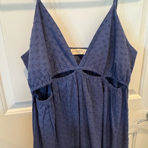 Blue Sleeveless Maxi Dress - slits at chest - Picture 5 of 8